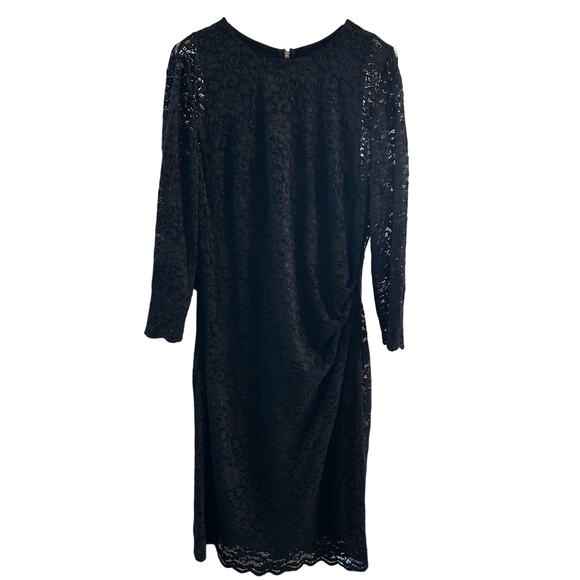 Lauren Ralph Lauren Lace Sheath Midi Little Black Dress Cocktail Party Large - Picture 1 of 10
